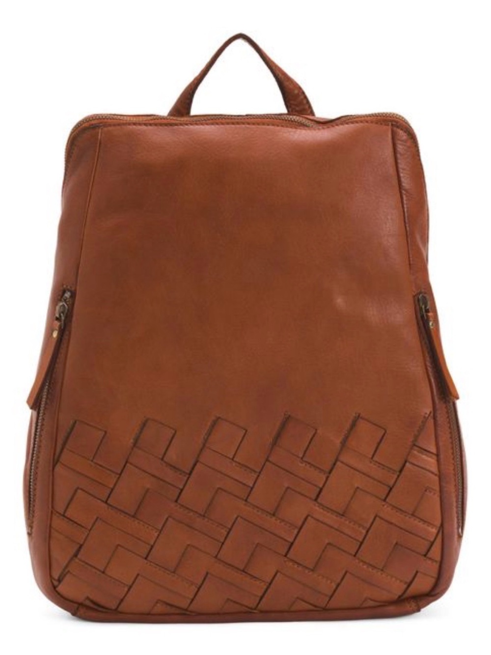Marta Ponti Brown Genuine Leather Woven Backpack